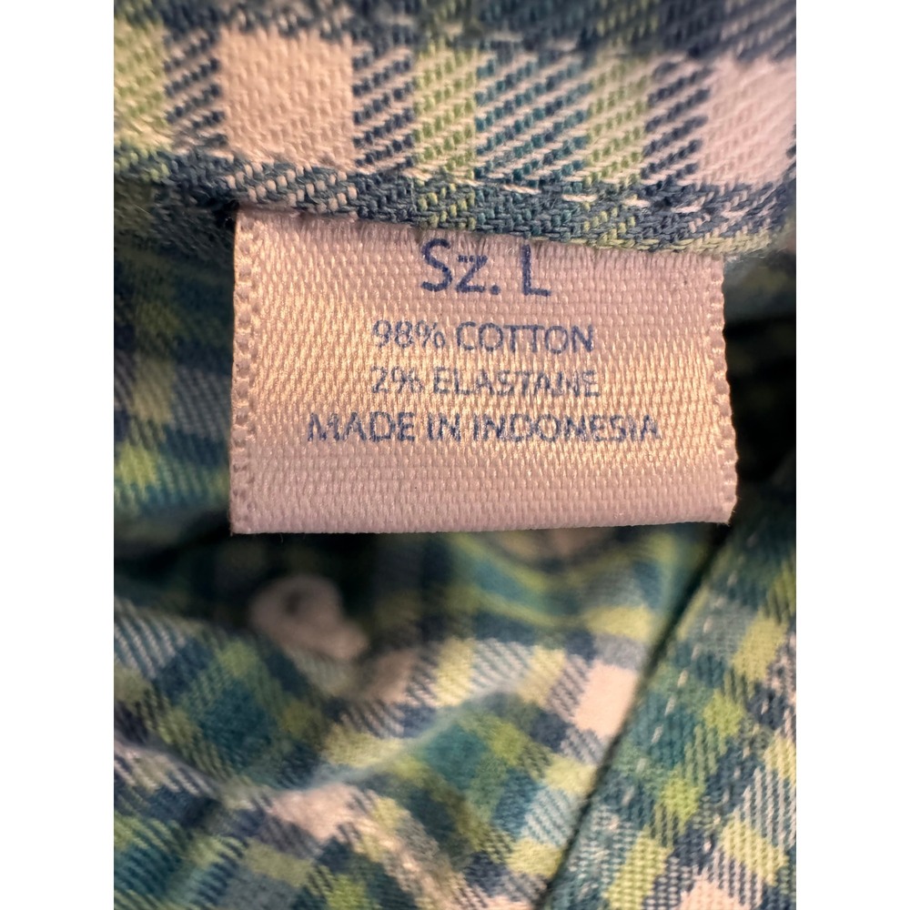 Southern Tide Mens Large Green Blue Plaid Long Sleeve Button Down Cotton Shirt L - Picture 4 of 9